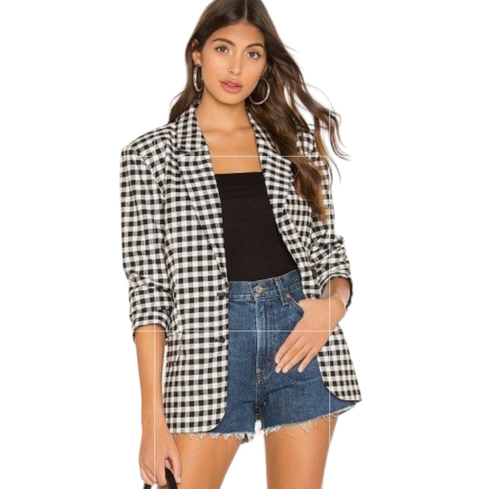 L'academie The Olympia Blazer In Black And White Nwt Women's Size Medium
